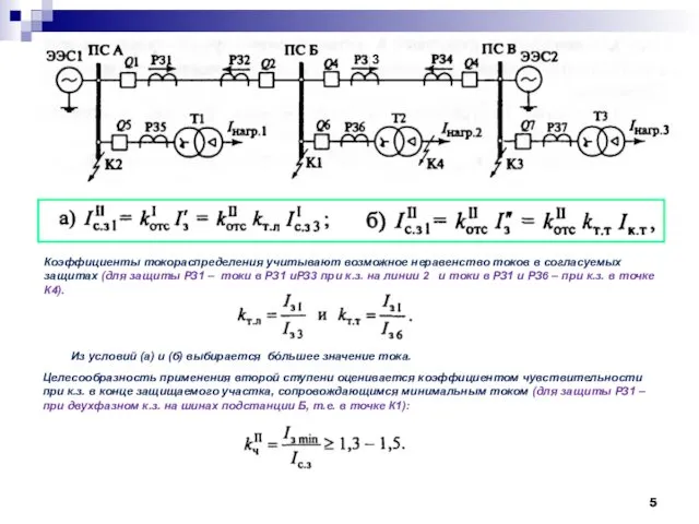 3 Коэффициенты токораспределения учитывают возможное неравенство токов в согласуемых защитах (для