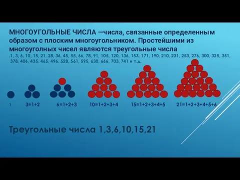 МНОГОУГОЛЬНЫЕ ЧИСЛА —числа, связанные определенным образом с плоским многоугольником. Простейшими из