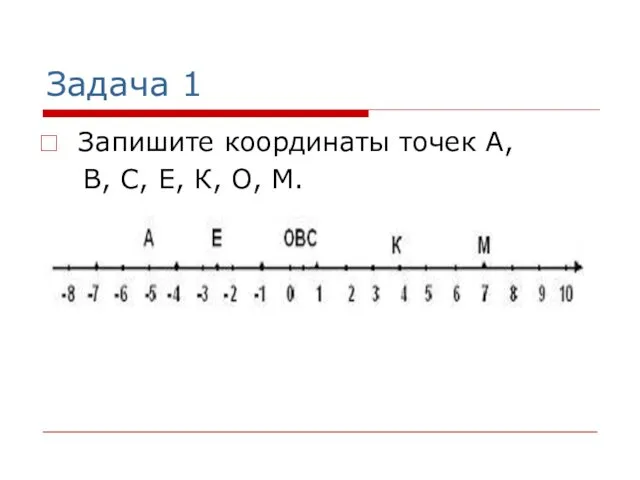 Задача 1 Запишите координаты точек А, В, С, Е, К, О, М.