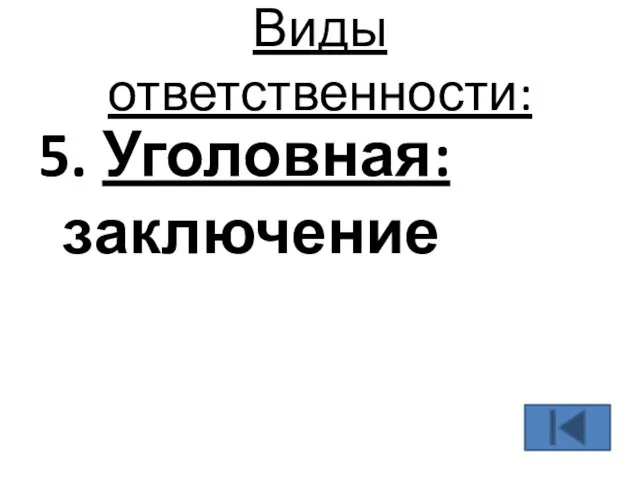 Виды ответственности: 5. Уголовная: заключение