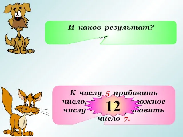 Из числа 5 вычесть число -7, означает… К числу 5 прибавить