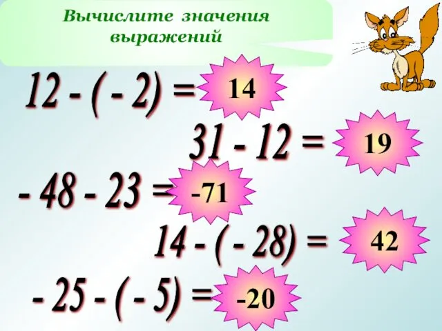 Вычислите значения выражений 12 - ( - 2) = 31 -