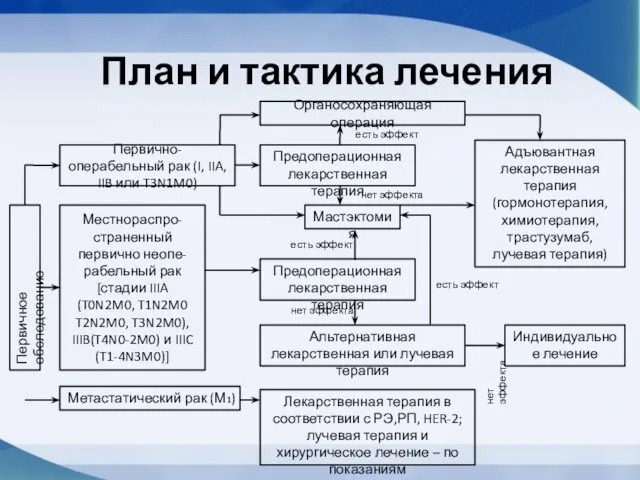 План и тактика лечения Первичное обследование Первично-операбельный рак (I, IIA, IIB