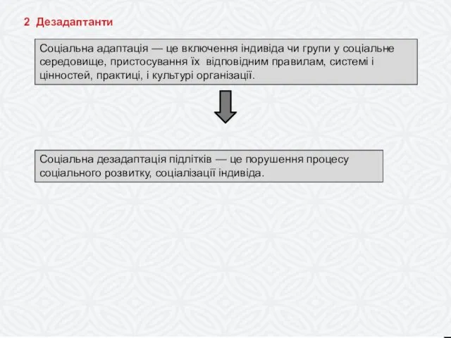 2 Дезадаптанти Соціальна адаптація — це включення індивіда чи групи у