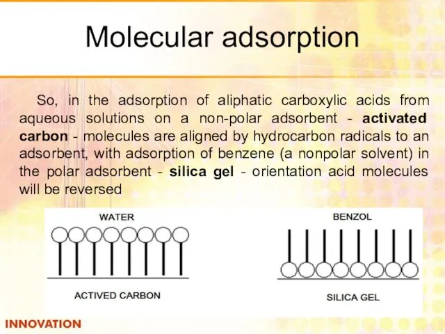 Molecular adsorption So, in the adsorption of aliphatic carboxylic acids from