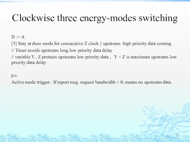 Clockwise three energy-modes switching D -> A [5] Stay at doze