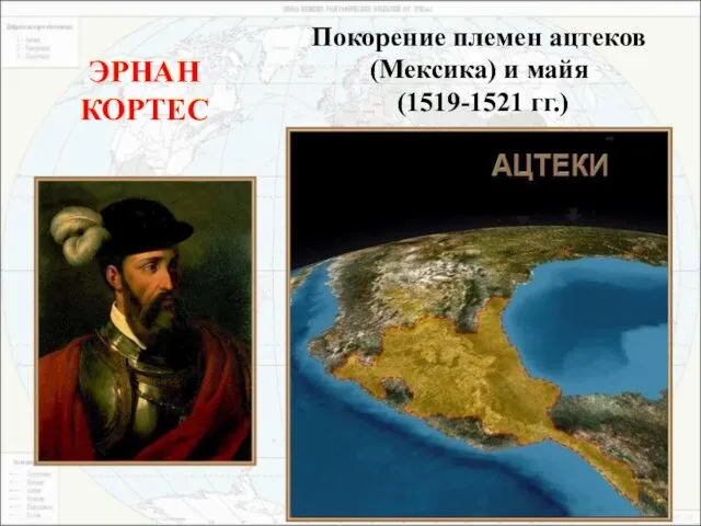 ЭРНАН КОРТЕС Покорение племен ацтеков (Мексика) и майя (1519-1521 гг.)