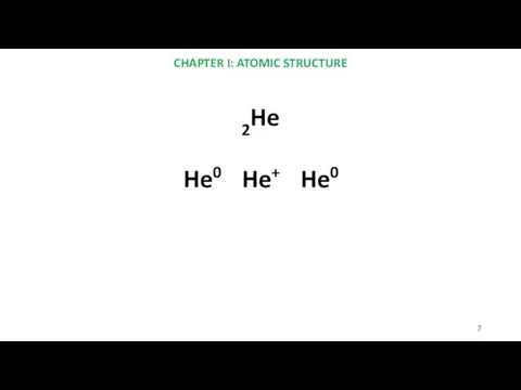 CHAPTER I: ATOMIC STRUCTURE 2He He0 He+ He0