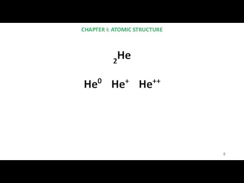 CHAPTER I: ATOMIC STRUCTURE 2He He0 He+ He++