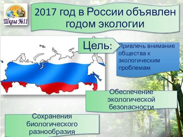 2017 год в России объявлен годом экологии Привлечь внимание общества к