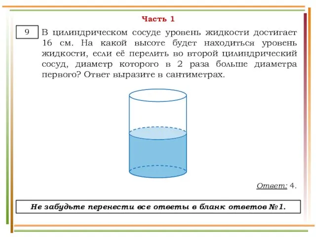 Часть 1 В цилиндрическом сосуде уровень жидкости достигает 16 см. На