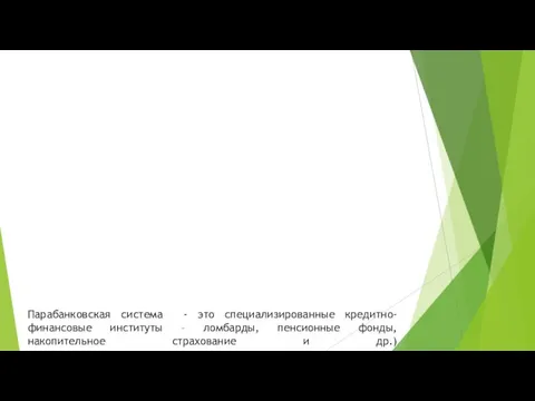 Парабанковская система - это специализированные кредитно-финансовые институты – ломбарды, пенсионные фонды, накопительное страхование и др.)