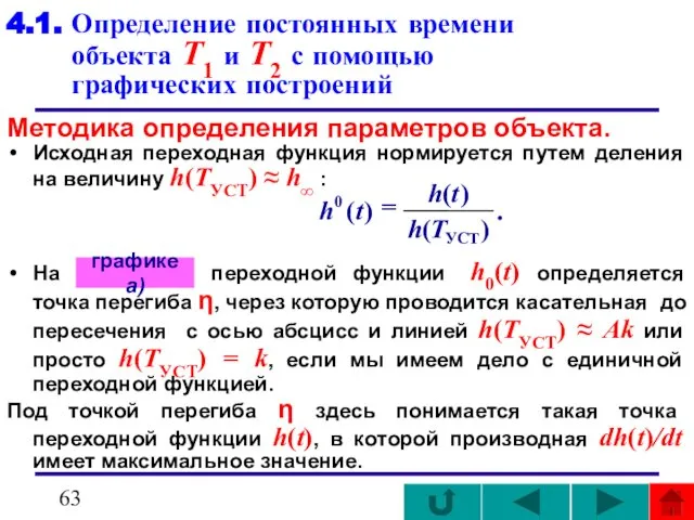 4.1. Определение постоянных времени объекта T1 и T2 с помощью графических