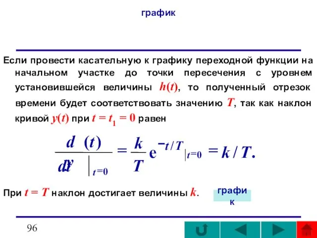 график Если провести касательную к графику переходной функции на начальном участке