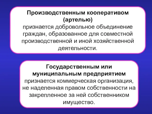 Производственным кооперативом (артелью) признается добровольное объединение граждан, образованное для совместной производственной