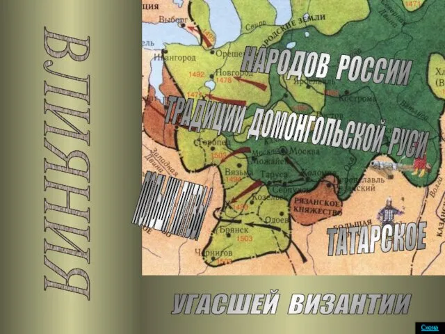 УГАСШЕЙ ВИЗАНТИИ ТАТАРСКОЕ ТРАДИЦИИ ДОМОНГОЛЬСКОЙ РУСИ НАРОДОВ РОССИИ ПОЛЬШИ ЛИТВЫ ВЛИЯНИЯ Схема