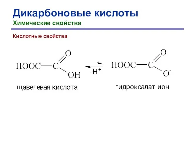 Дикарбоновые кислоты Химические свойства Кислотные свойства