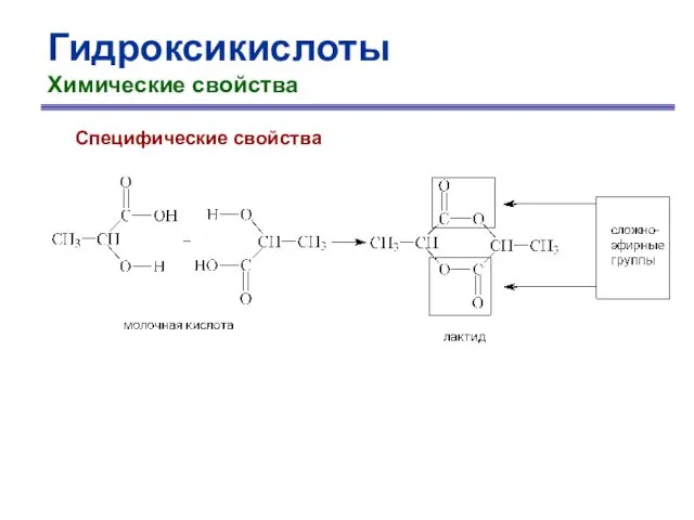 Гидроксикислоты Химические свойства Специфические свойства