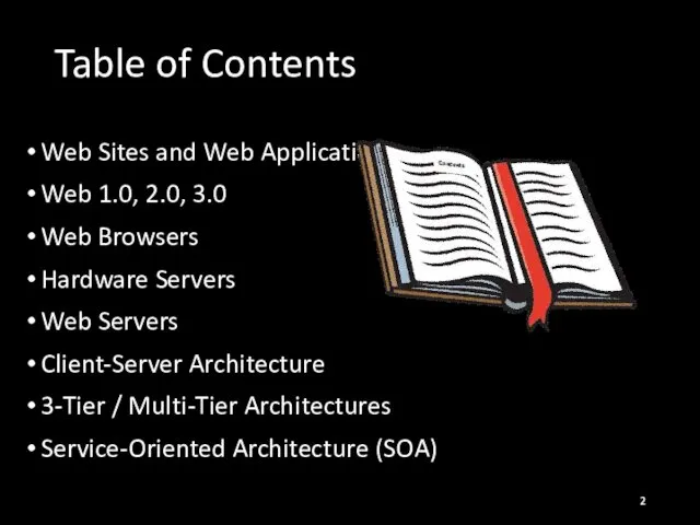 Table of Contents Web Sites and Web Applications Web 1.0, 2.0,