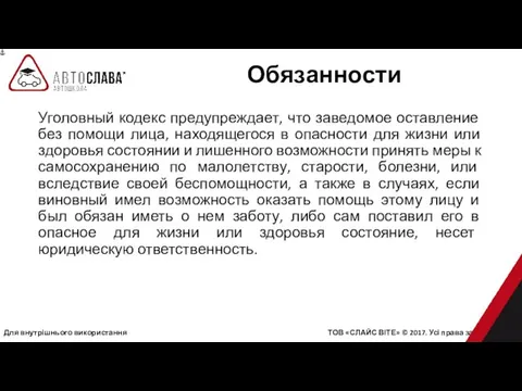 Для внутрішнього використання ТОВ «СЛАЙС ВІТЕ» © 2017. Усі права захищені.