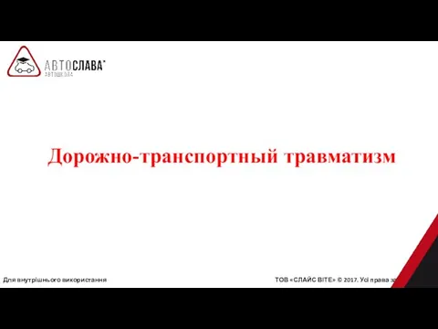 Дорожно-транспортный травматизм Для внутрішнього використання ТОВ «СЛАЙС ВІТЕ» © 2017. Усі права захищені.