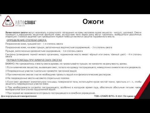 Для внутрішнього використання ТОВ «СЛАЙС ВІТЕ» © 2017. Усі права захищені.