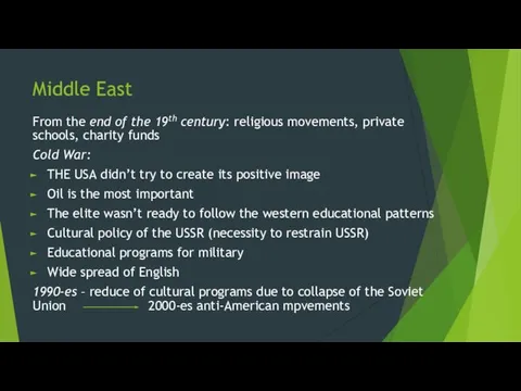 Middle East From the end of the 19th century: religious movements,