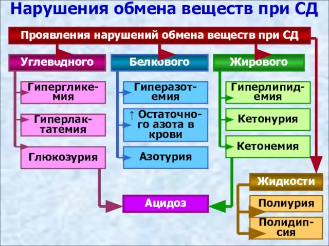 Нарушения обмена веществ при СД