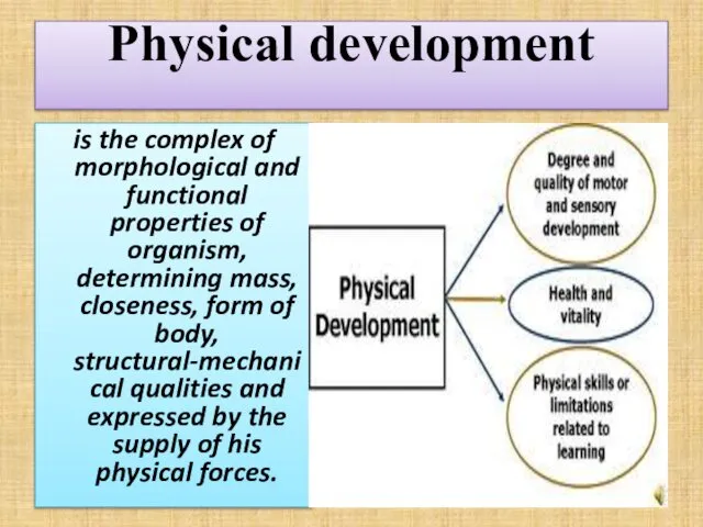 Physical development is the complex of morphological and functional properties of