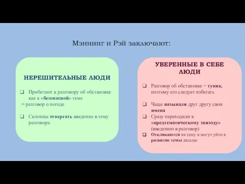 НЕРЕШИТЕЛЬНЫЕ ЛЮДИ Прибегают к разговору об обстановке как к «безопасной» теме