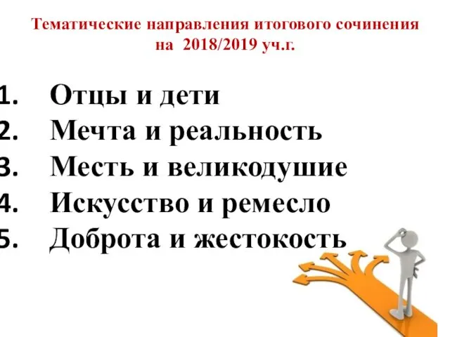 Тематические направления итогового сочинения на 2018/2019 уч.г. Отцы и дети Мечта