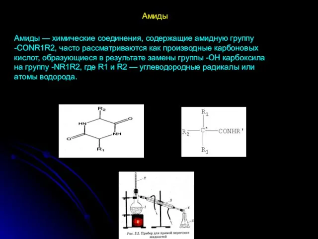 Амиды — химические соединения, содержащие амидную группу -CONR1R2, часто рассматриваются как
