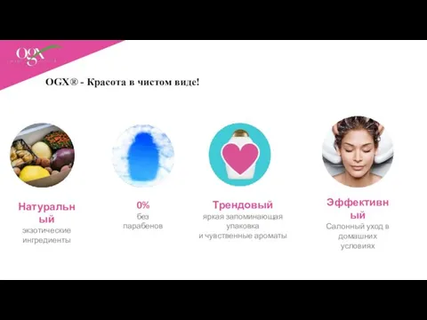 OGX® - Красота в чистом виде! Натуральный экзотические ингредиенты Трендовый яркая