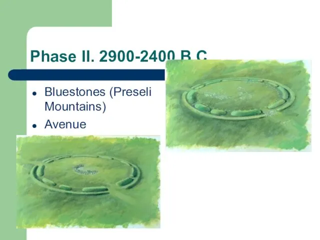 Phase II. 2900-2400 B.C Bluestones (Preseli Mountains) Avenue