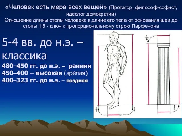 «Человек есть мера всех вещей» (Протагор, философ-софист, идеолог демократии) Отношение длины