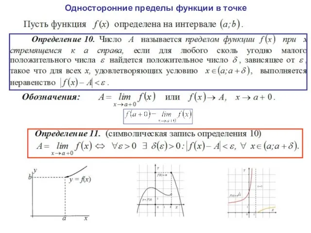 Односторонние пределы функции в точке