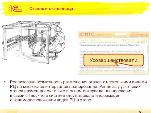 Станок и станочница Усовершенствовали Реализована возможность размещения этапов с несколькими видами