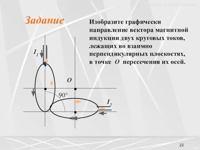 Задание Изобразите графически направление вектора магнитной индукции двух круговых токов, лежащих