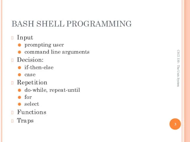 BASH SHELL PROGRAMMING Input prompting user command line arguments Decision: if-then-else