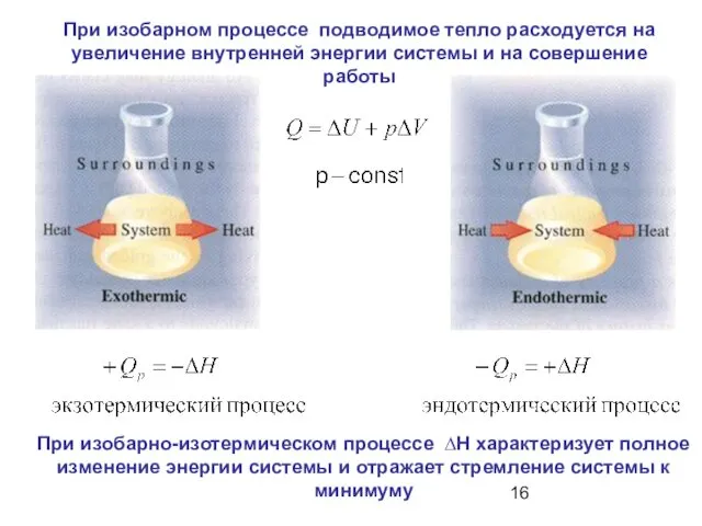 При изобарно-изотермическом процессе ∆Н характеризует полное изменение энергии системы и отражает