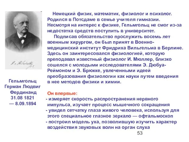 Немецкий физик, математик, физиолог и психолог. Родился в Потсдаме в семье