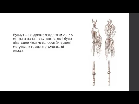 Бунчук — це древко завдовжки 2 – 2,5 метри із золотою