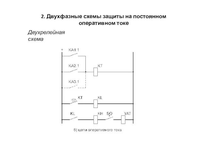 2. Двухфазные схемы защиты на постоянном оперативном токе Двухрелейная схема