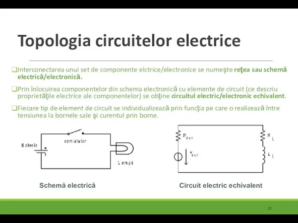 Topologia circuitelor electrice Interconectarea unui set de componente elctrice/electronice se numeşte