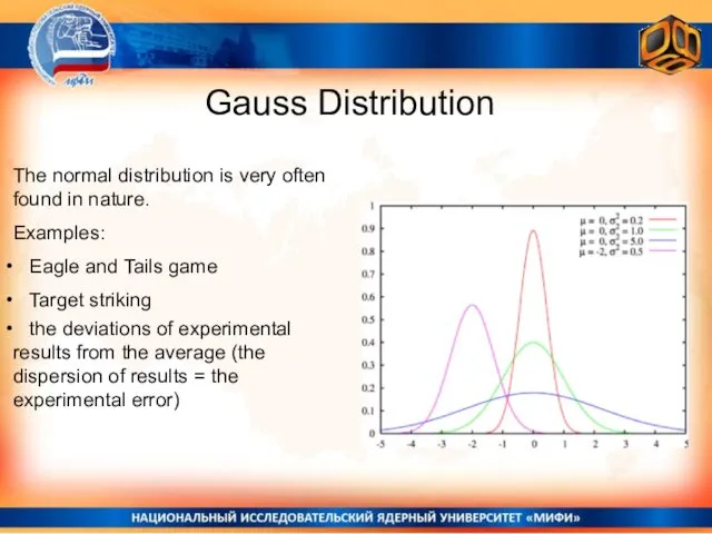 Gauss Distribution The normal distribution is very often found in nature.