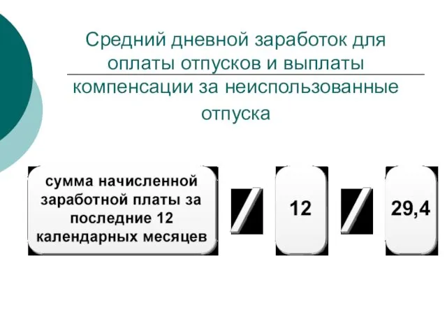 Средний дневной заработок для оплаты отпусков и выплаты компенсации за неиспользованные отпуска