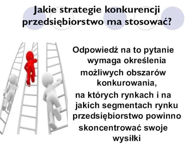 Jakie strategie konkurencji przedsiębiorstwo ma stosować? Odpowiedź na to pytanie wymaga