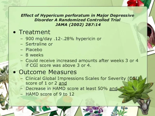 Effect of Hypericum perforatum in Major Depressive Disorder A Randomized Controlled