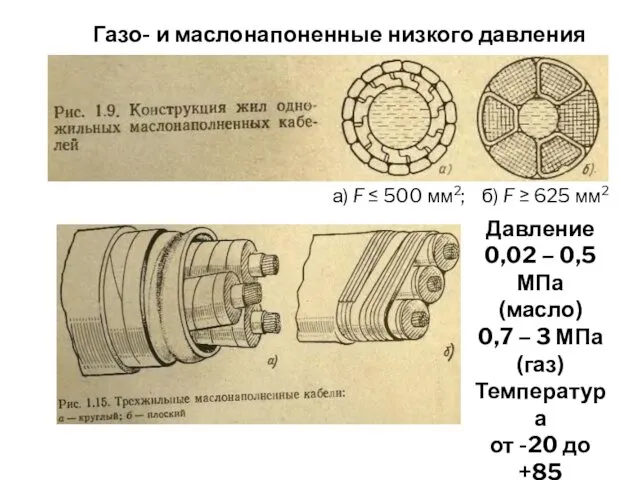 а) F ≤ 500 мм2; б) F ≥ 625 мм2 Газо-