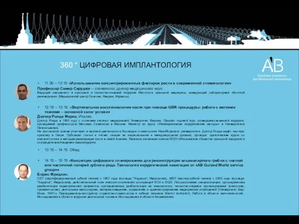 360 ° ЦИФРОВАЯ ИМПЛАНТОЛОГИЯ 14:15 – 15:15 «Концепция цифрового планирования для